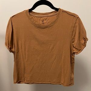 Free People Cropped T-shirt in tan/light brown. S.